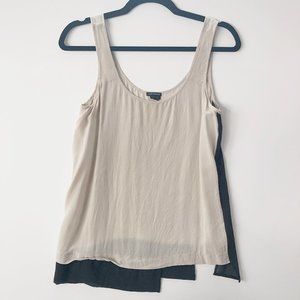 CLUB MONACO Cream/Black Silk Tank, S